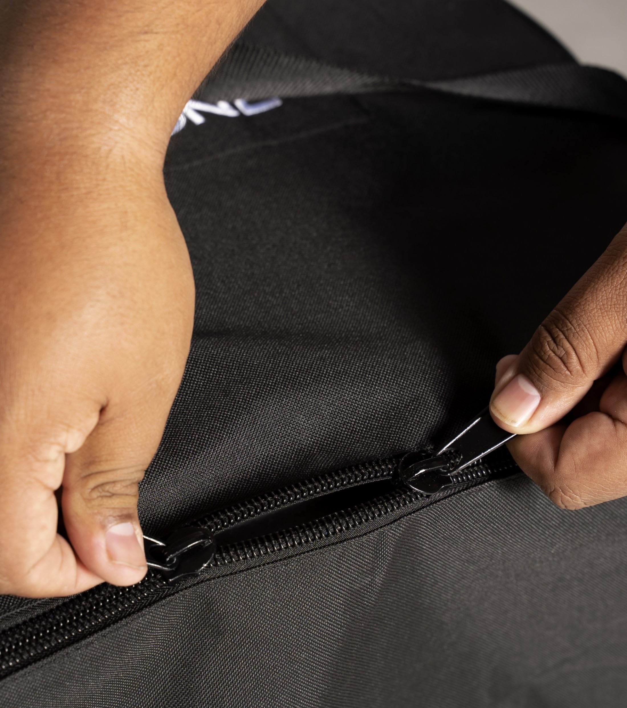 Blackstone 17" griddle sliding into bag demonstrating quick transport convenience