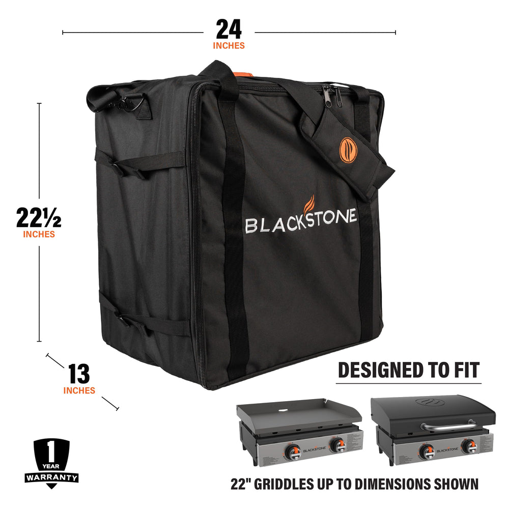 Blackstone side view handle and padded strap for comfortable carrying