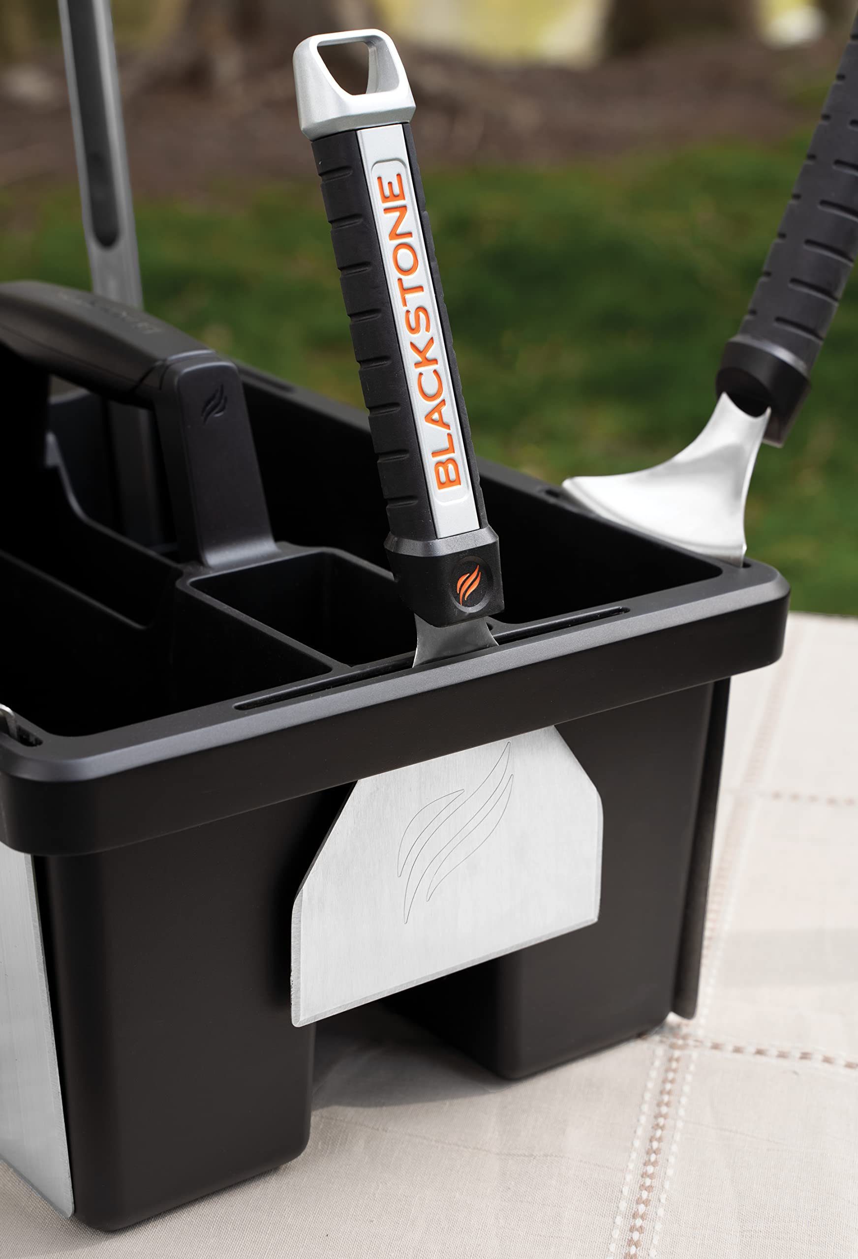 Blackstone side rail fit detail showing secure slide-on cart compatibility
