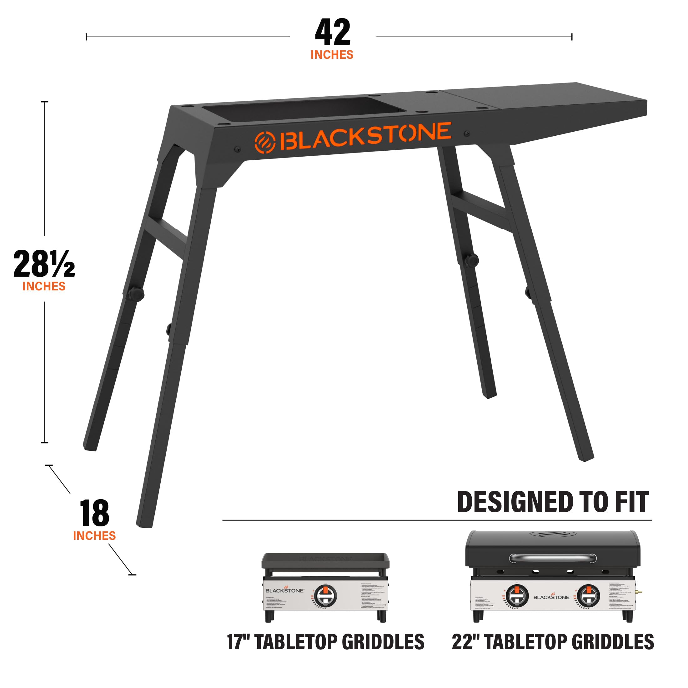 BLACKSTONE folded compact stand ready for transport, saving space in storage