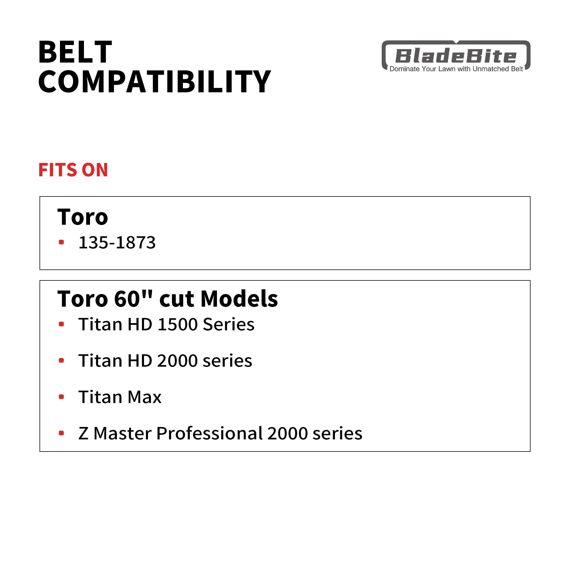 BladeBite belt installed on a 60 inch Toro deck demonstrating correct fit and performance