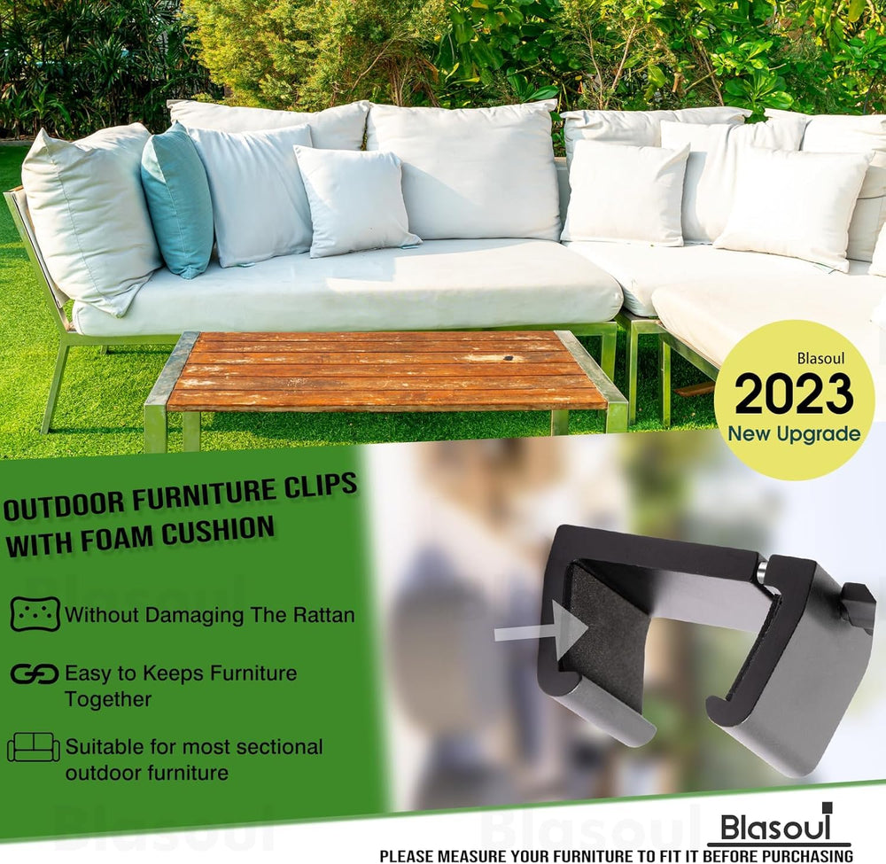 Blasoul clips used in outdoor patio family scene enhancing stability and comfort
