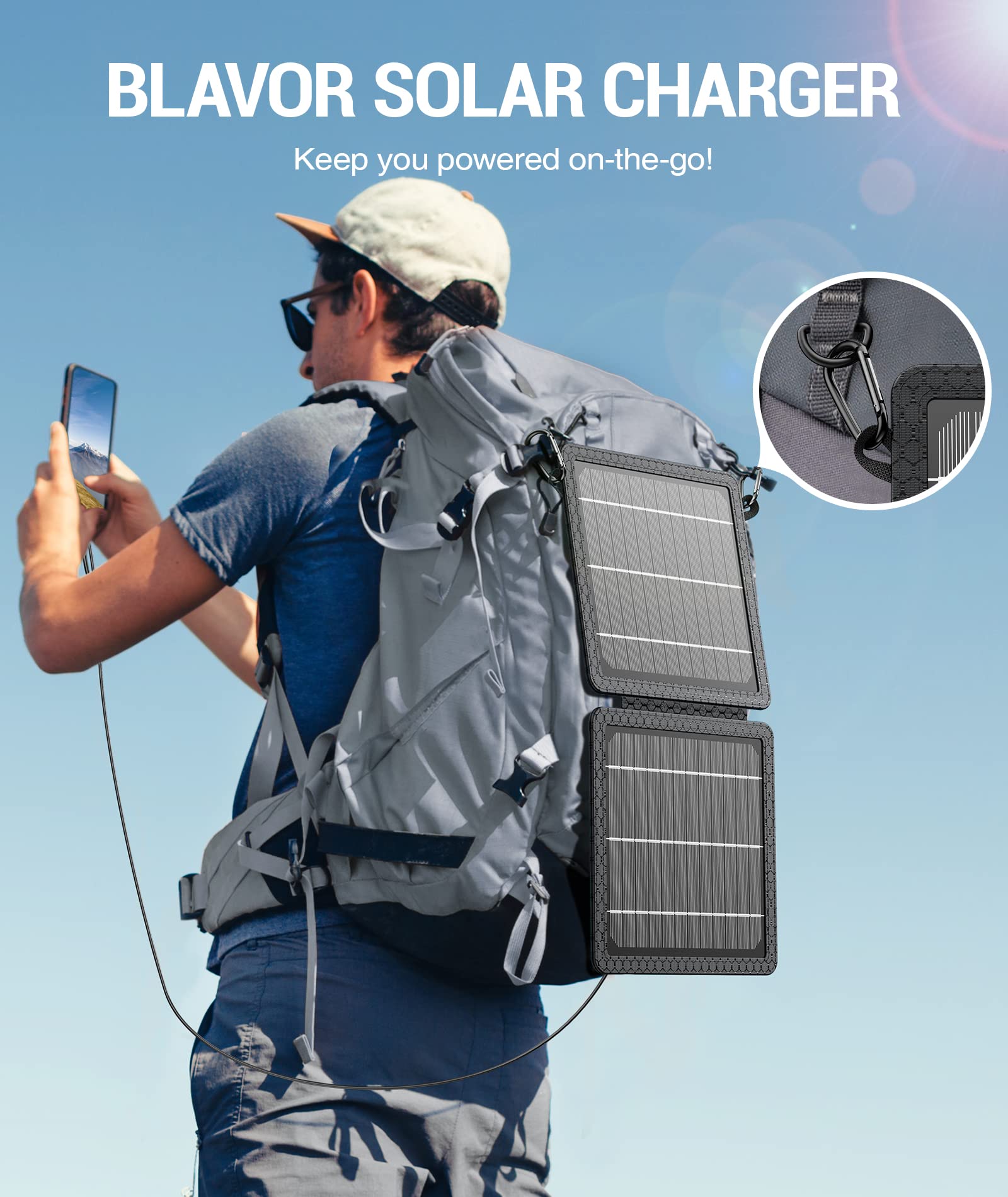 BLAVOR panel on campsite table powering devices indicating reliable outdoor charging