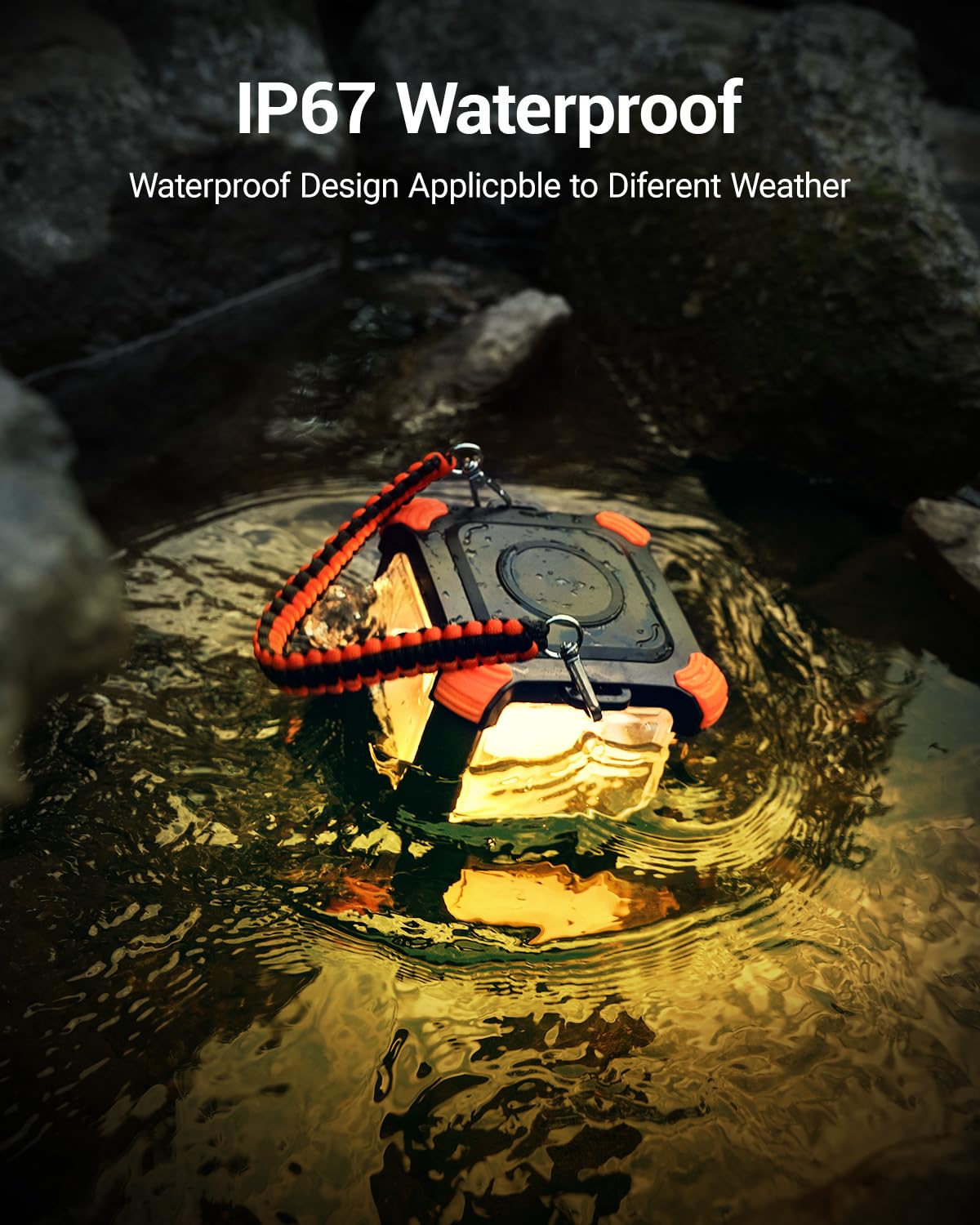 BLAVOR lantern lit inside a tent providing warm 360° campsite lighting