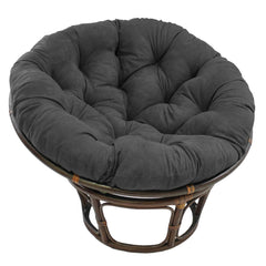 Blazing Needles cushion front view showing steel grey microsuede and tufting for cozy support