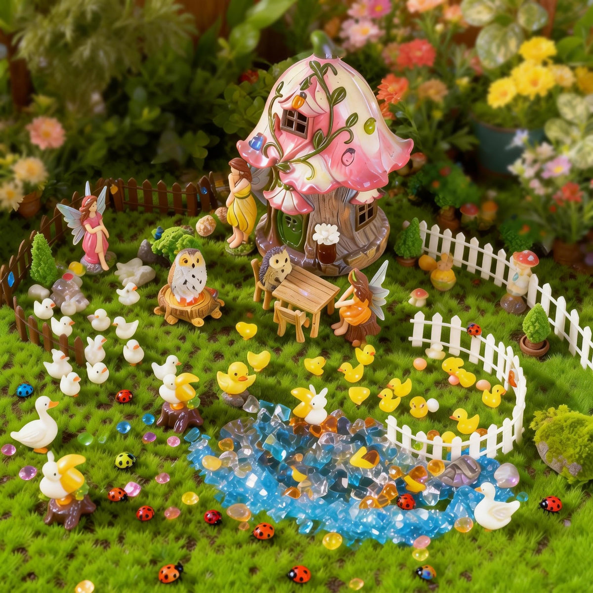 BLBYHO fairy house front view showing charming doorway and scale benefit