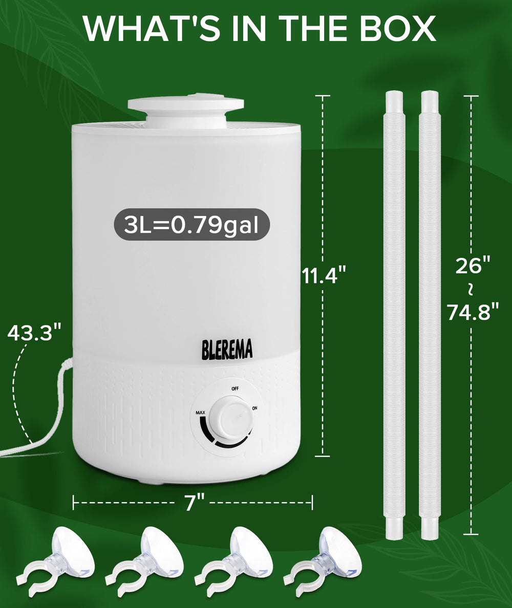 BLEREMA lifestyle grow tent setup with humidifier improving environment for seedlings