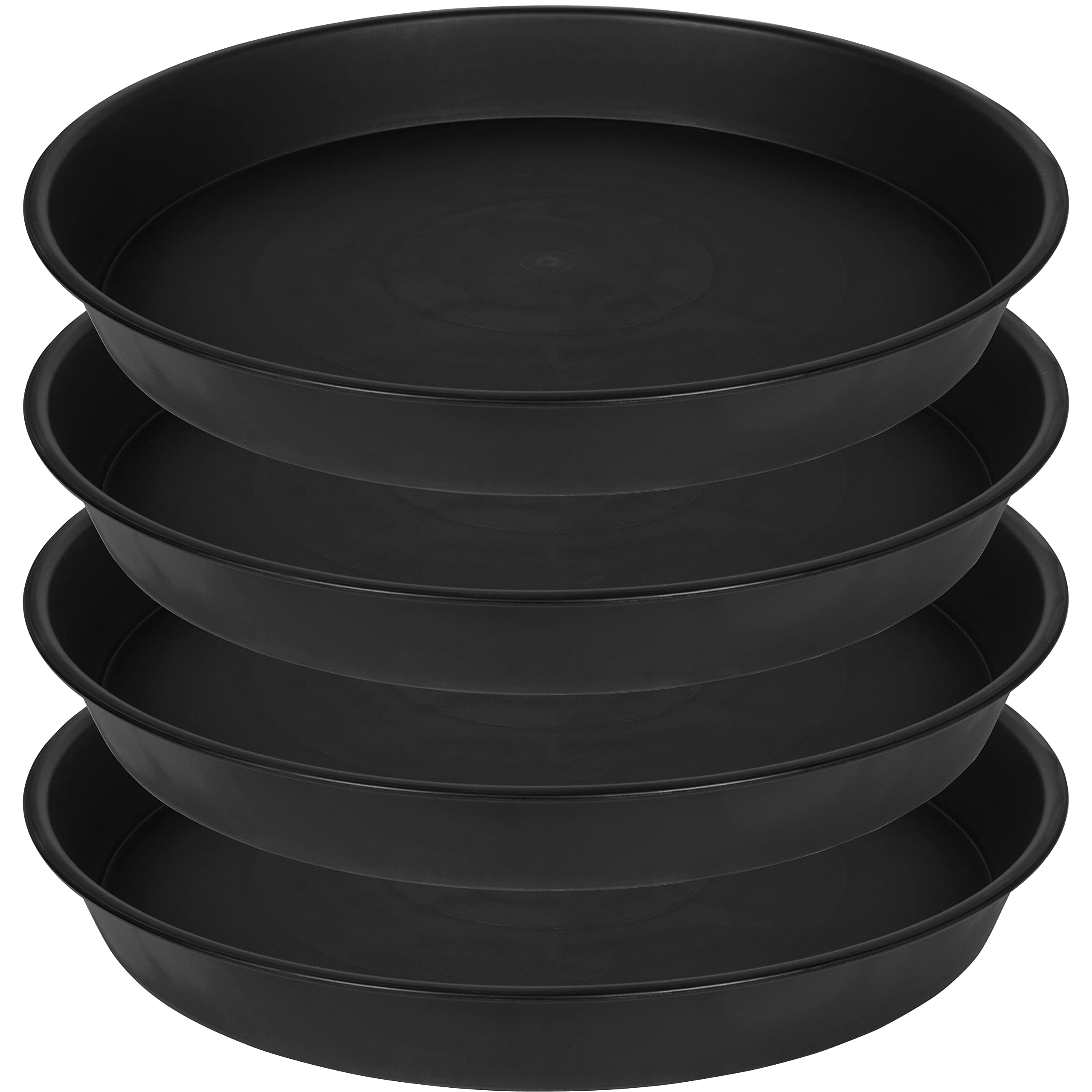 Bleuhome front view of 17 inch black saucer showing full rim and capacity benefit