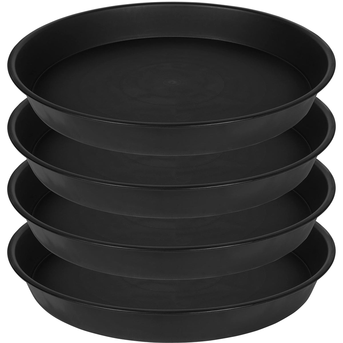 Bleuhome front view of 17 inch black saucer showing full rim and capacity benefit