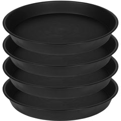 Bleuhome front view of 17 inch black saucer showing full rim and capacity benefit