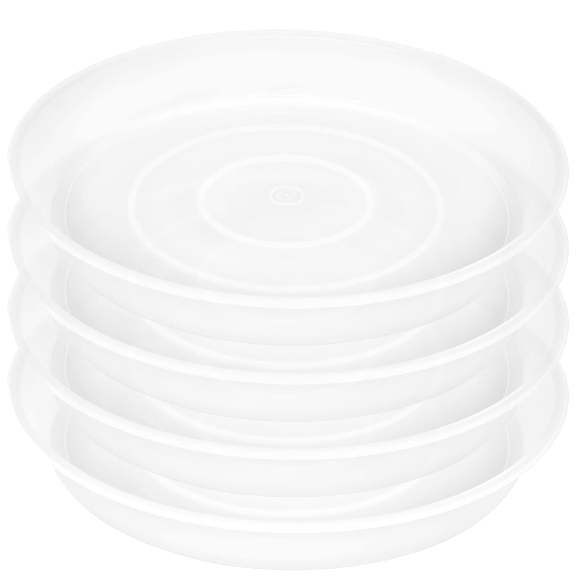 Bleuhome clear plant saucers front view showing stack and tidy protection