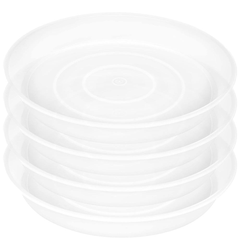 Bleuhome clear plant saucers front view showing stack and tidy protection