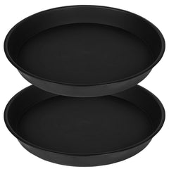 Bleuhome front view of two black bird bath bowls showing size and shape benefit