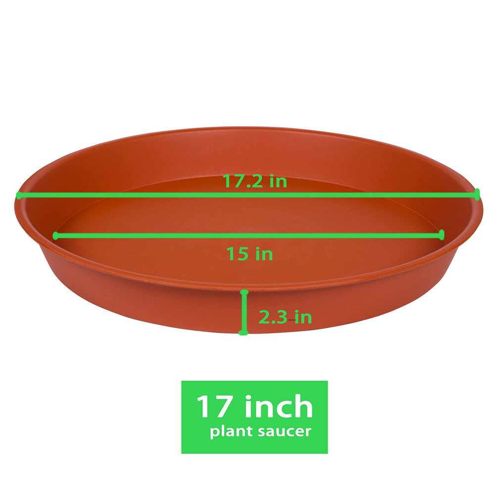 Bleuhome saucer under planted pot preventing spills on hardwood