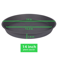 Bleuhome saucer side profile highlighting 1.6" depth, prevents overflow