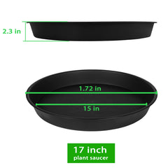 Bleuhome saucer top-down view with visible dimensions for pot fit guidance