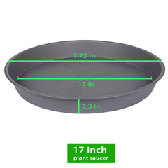 Bleuhome saucer under large pot demonstrating containment of water runoff for furniture protection