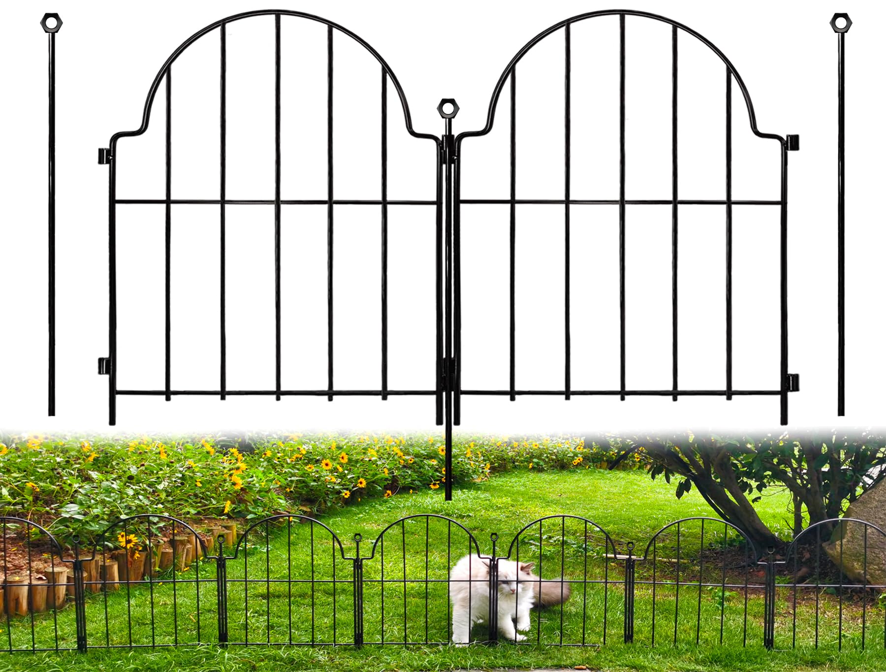 Blingluck front overview showing full arched fence and clean border benefit