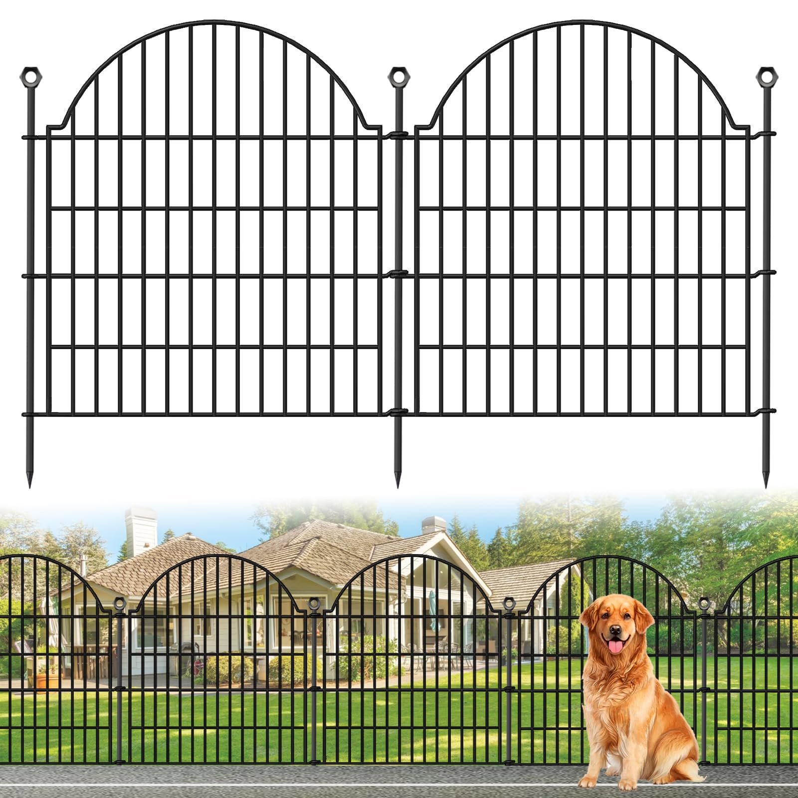 Blingluck front view of full assembled fence showing neat border and curb appeal