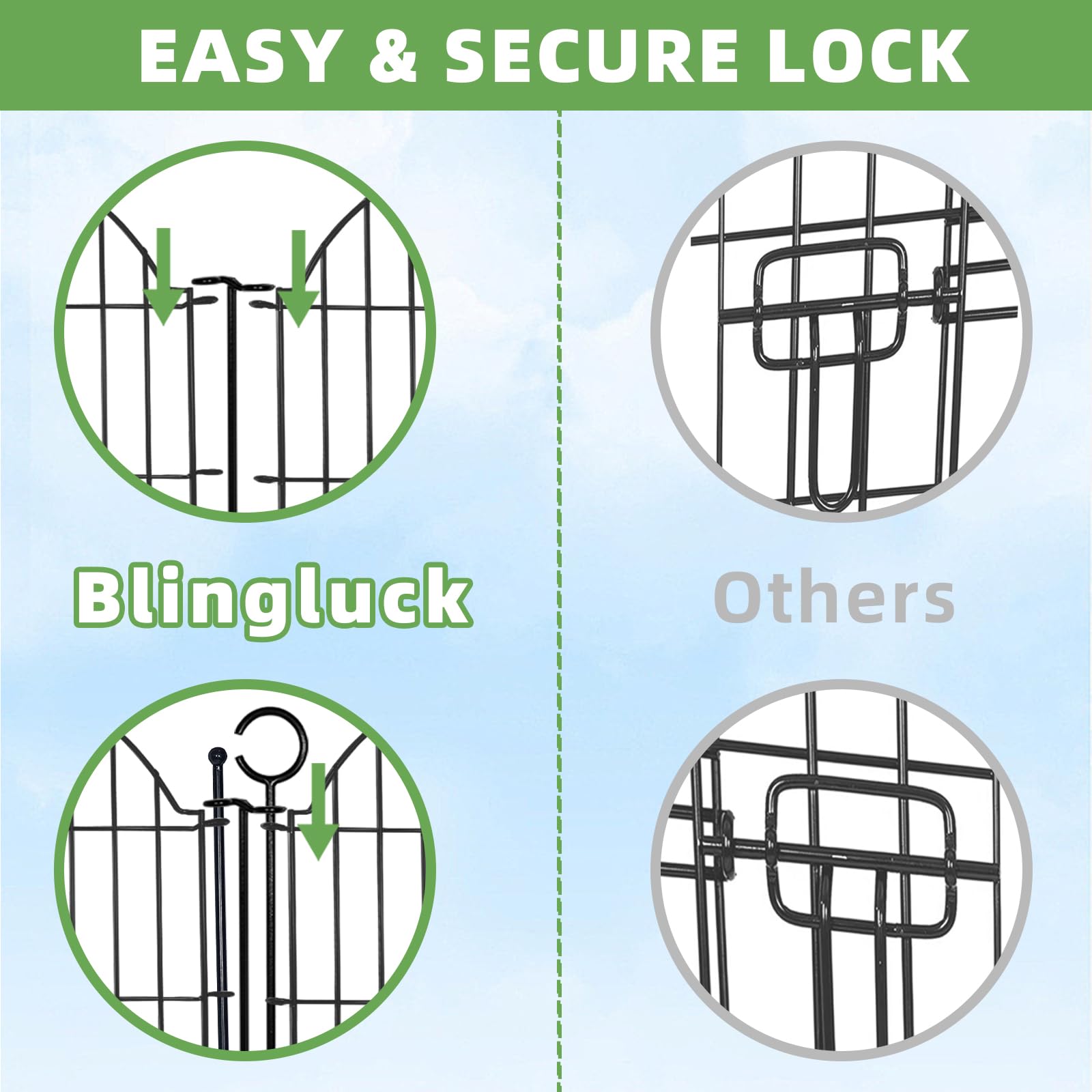 blingluck stake and bottom connection showing no-dig installation for fast setup