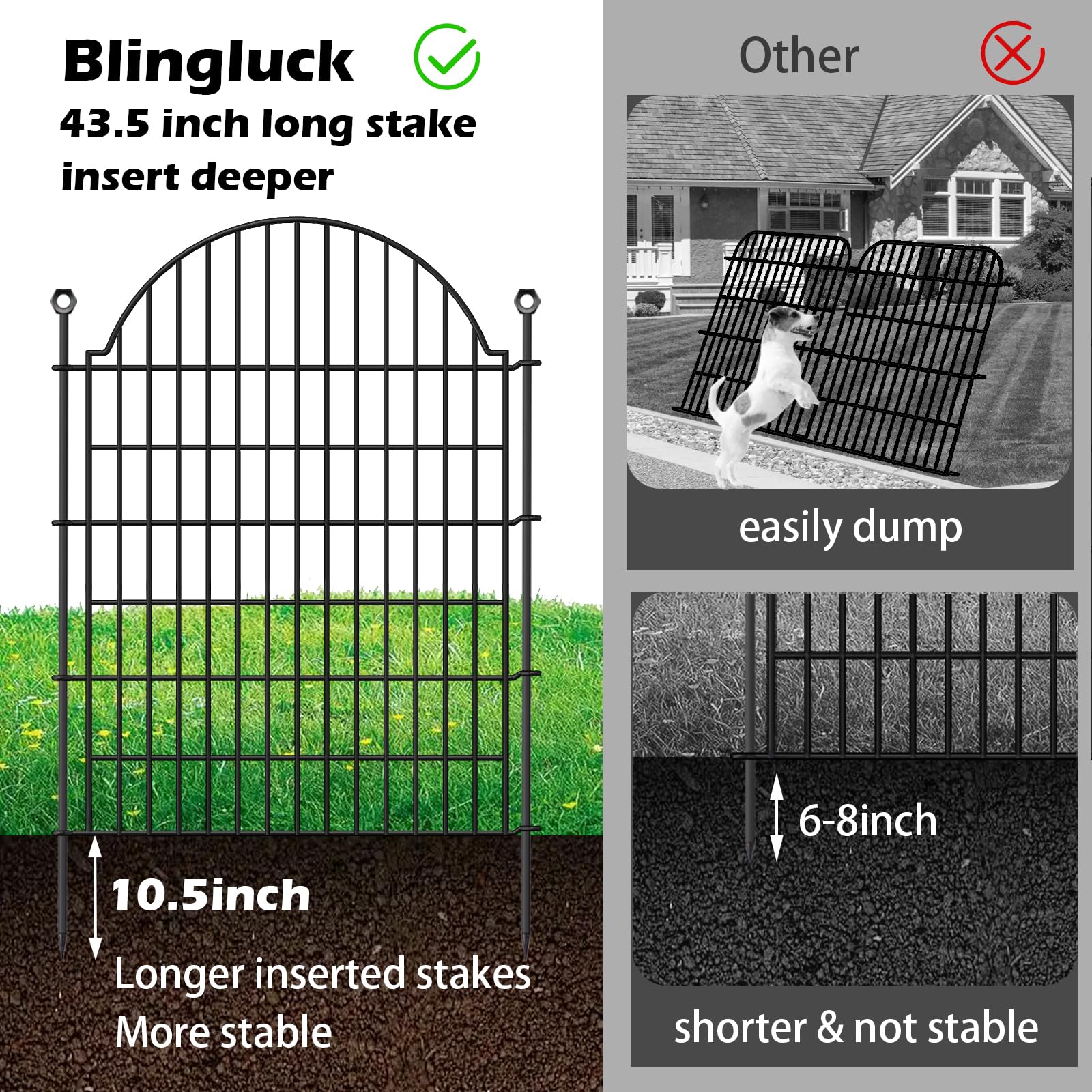 blingluck stake insertion view demonstrating easy no-dig installation benefit