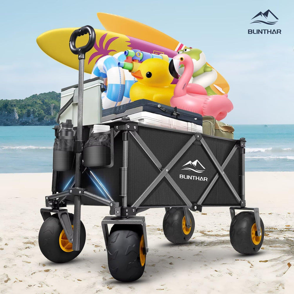 BLINTHAR folded wagon compact in a car trunk for simple transport and storage