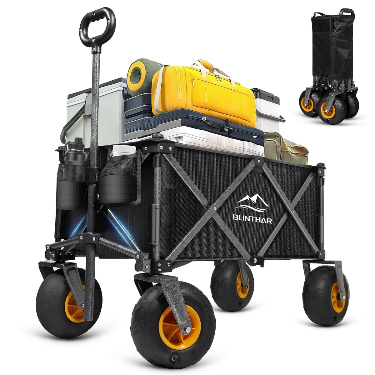 BLINTHAR front view of wagon showing roomy cargo and sturdy frame for easier hauling