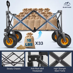 BLINTHAR detailed view of 9-inch pneumatic balloon tire improving traction on sand