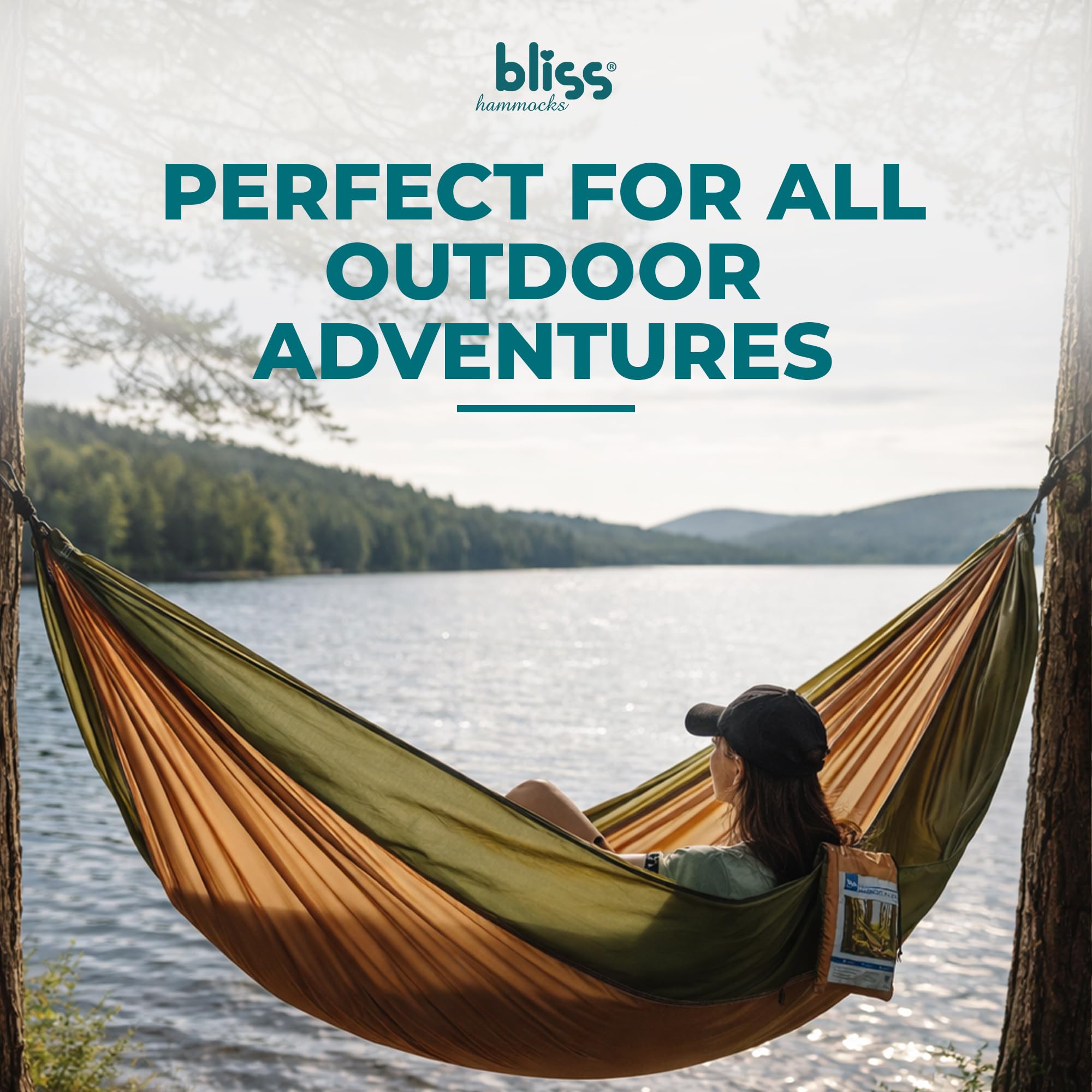 Bliss Hammocks hung between trees showing stable support and comfort