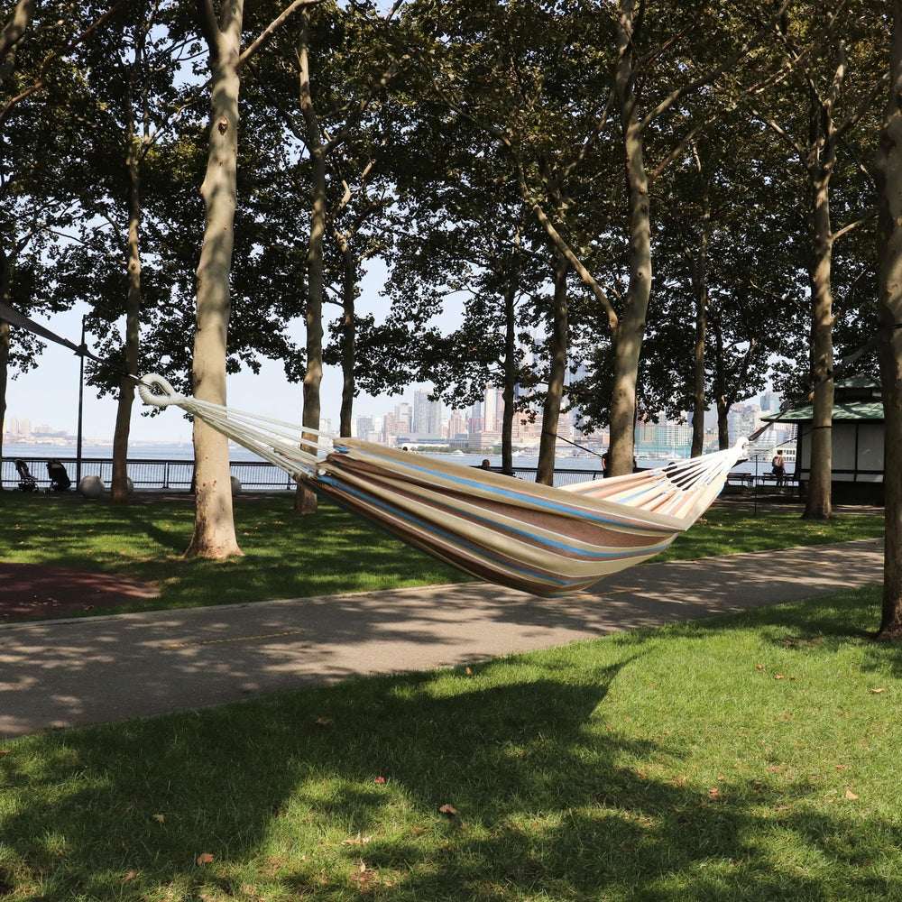 Bliss Hammocks size comparison with person demonstrating fit and scale