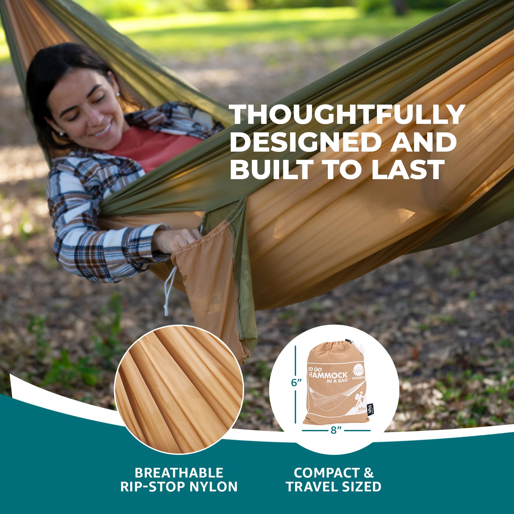 Bliss Hammocks triple-stitched seam detail showing reinforced durability