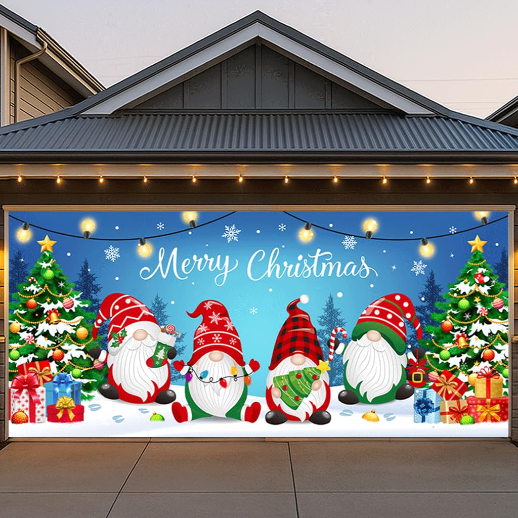 BlissfulTie garage cover full-front view showing festive curb appeal