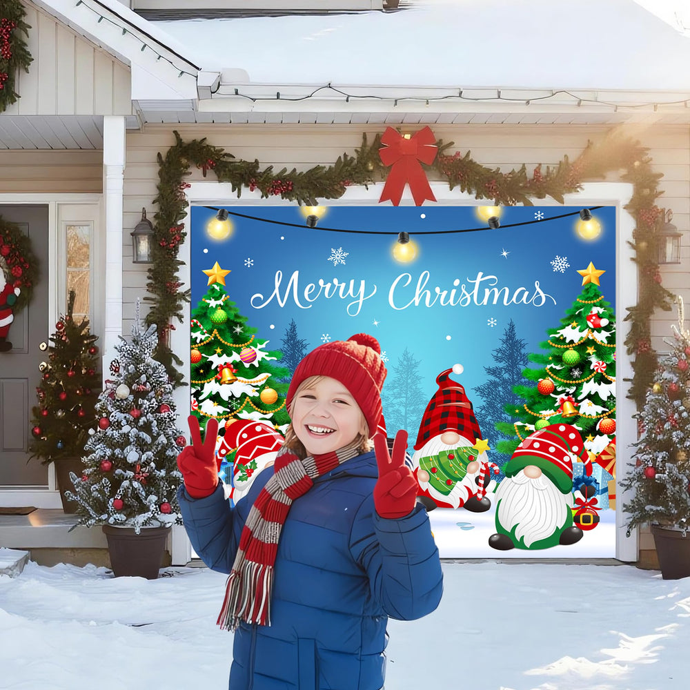 BlissfulTie installed on single garage door demonstrating easy setup and festive transformation