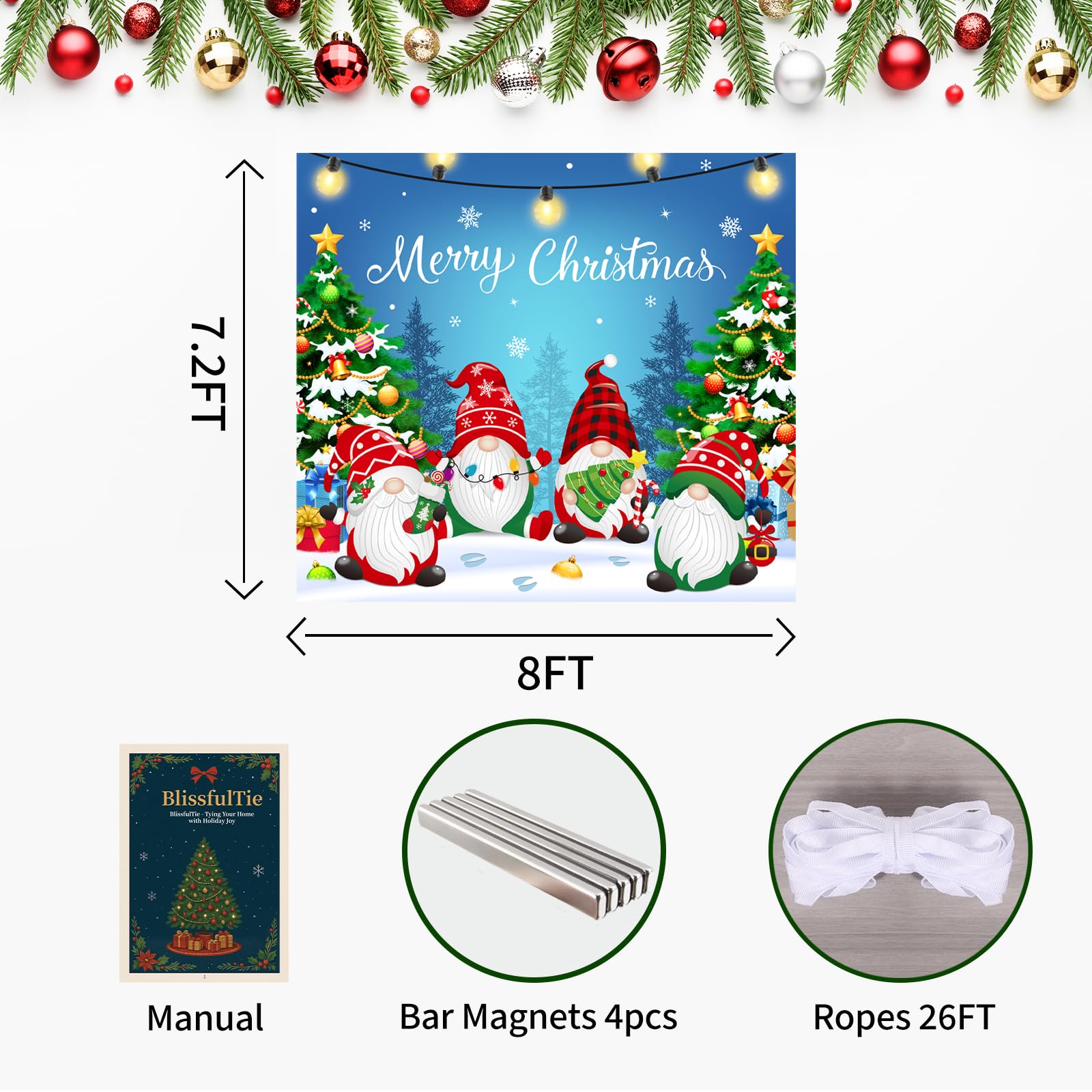 BlissfulTie bar magnets and 26ft rope displayed for secure dual-attachment and wind resistance