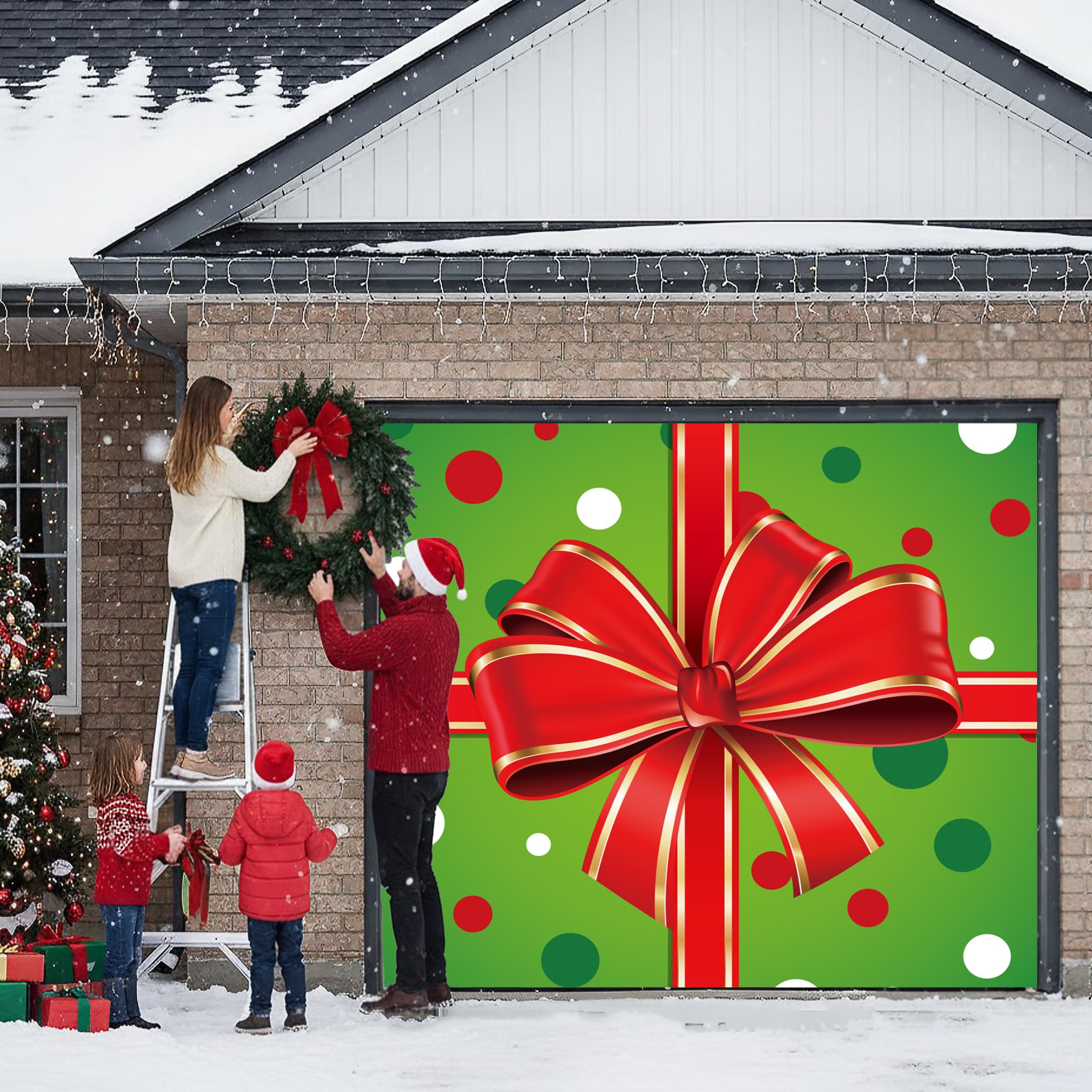 BlissfulTie garage cover next to car showing true 7x8ft scale