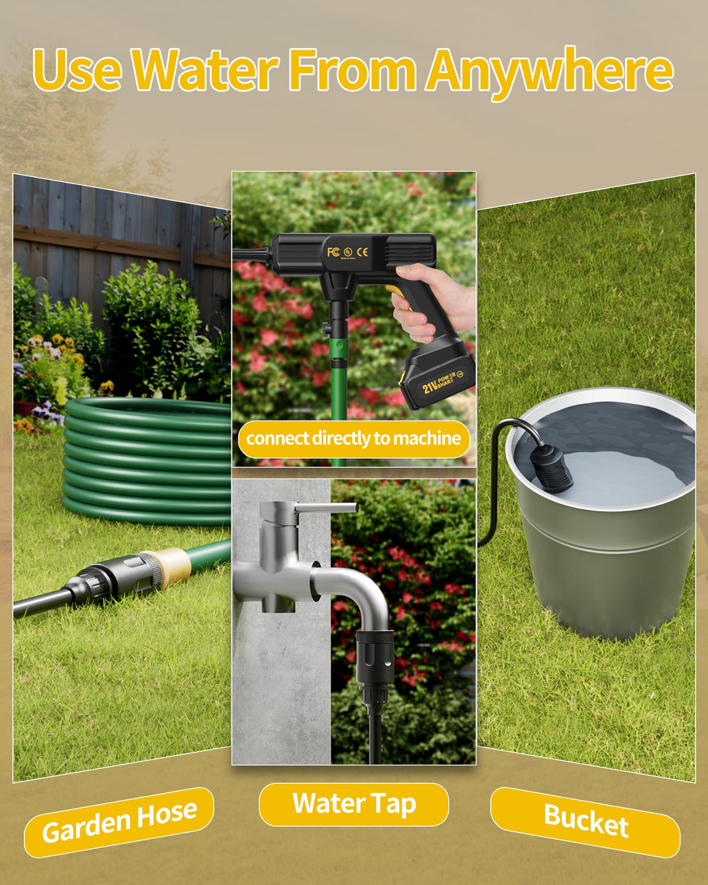 Blissthrill foam pot attached demonstrating suds application for better cleaning