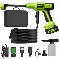 Blissthrill front unit in pioneer green showing compact portability and spray nozzle