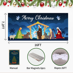 BlissfulTie banner mounted on garage door with bar magnets for secure, non-drill attachment