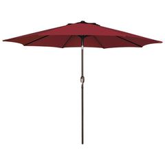 Blissun burgundy umbrella front view showing full canopy and shade benefit