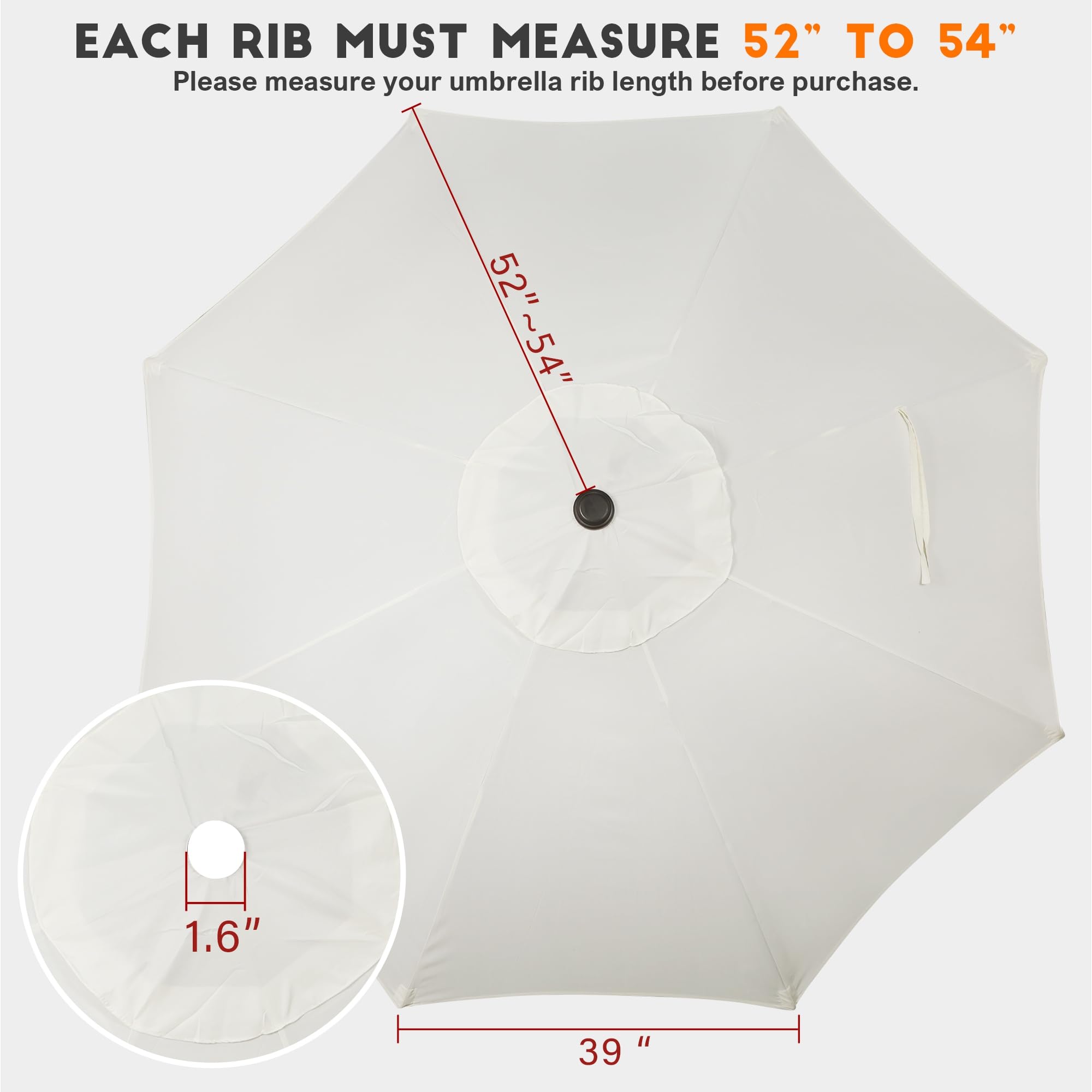 Detail of Blissun rib pocket showing reinforced attachment for stronger canopy support