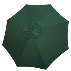 Blissun front view dark green canopy showing full 9ft coverage and shade benefit