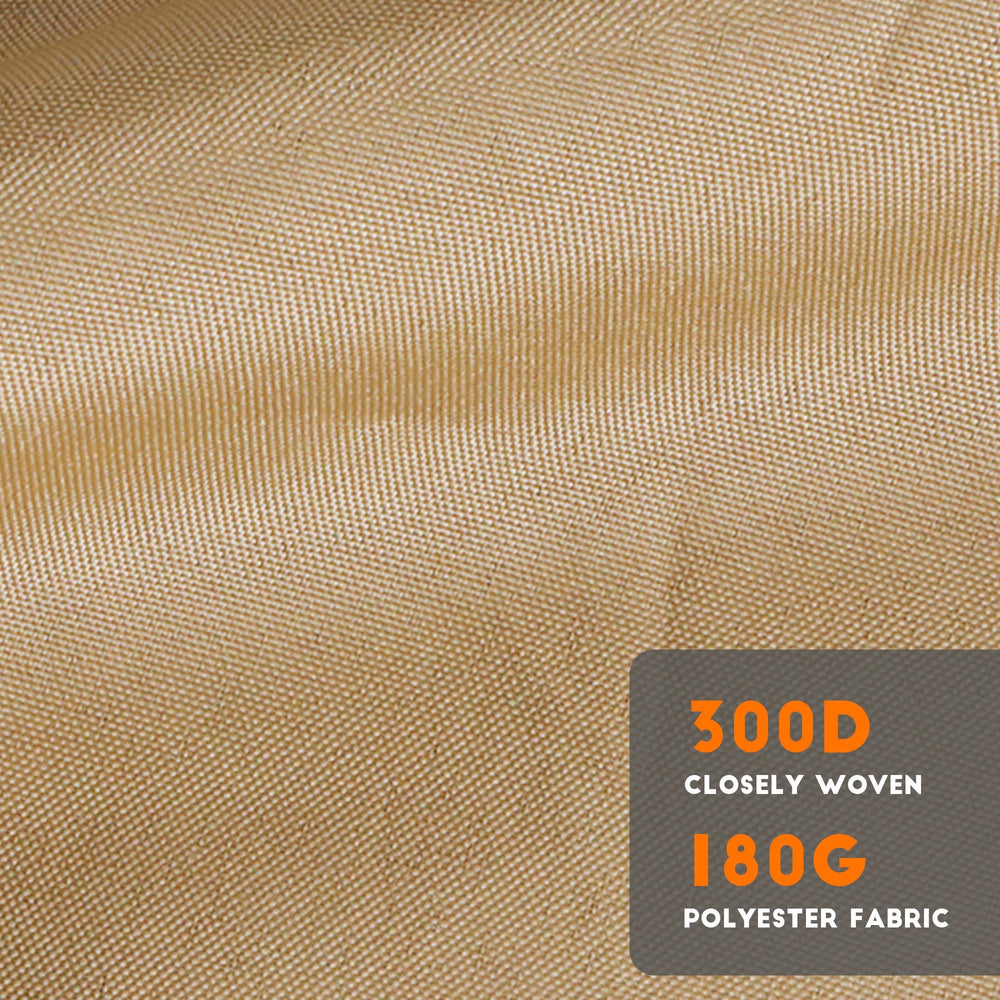 Blissun material tag and label indicating fabric weight and care guidance