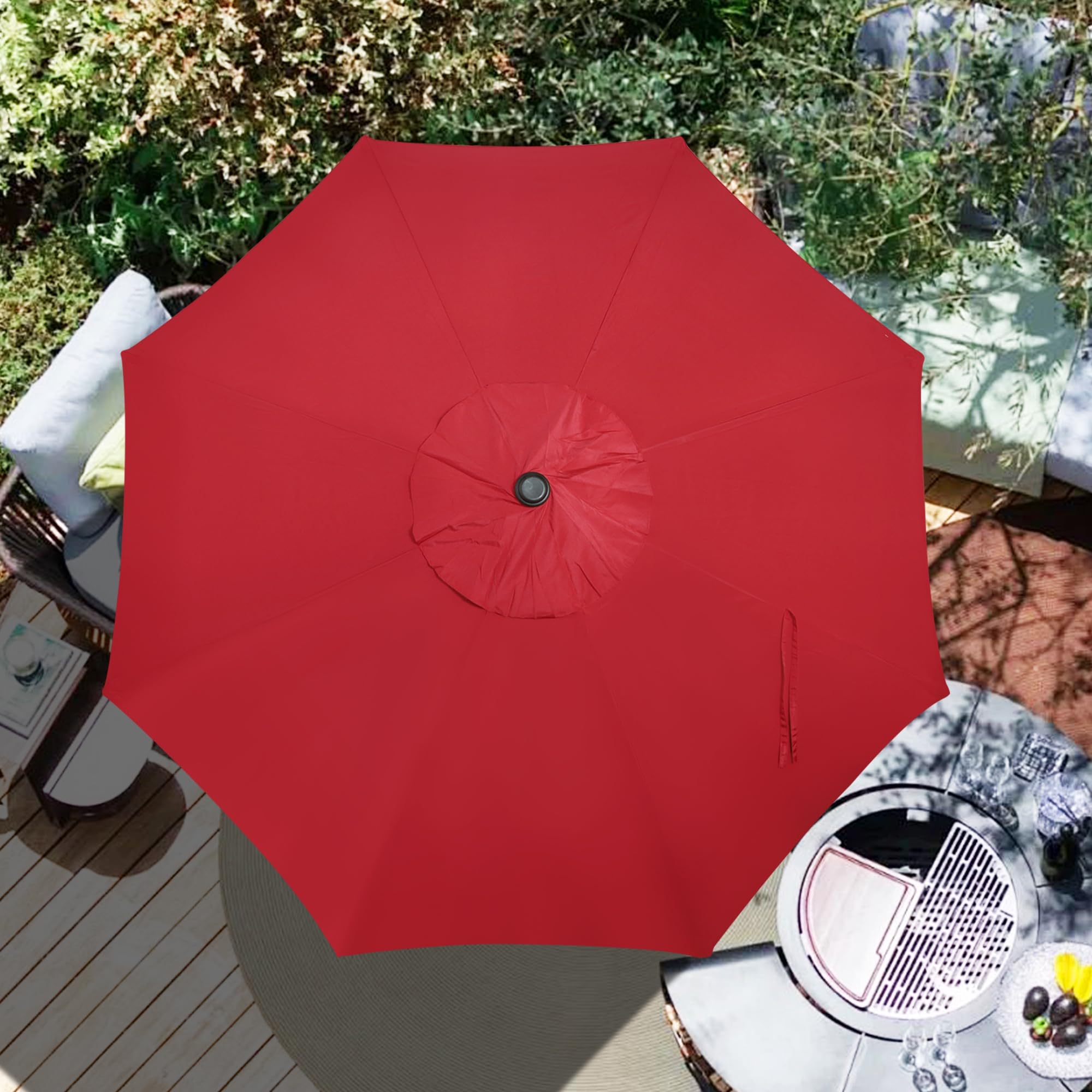 Blissun canopy beside ruler showing rib length compatibility measurement