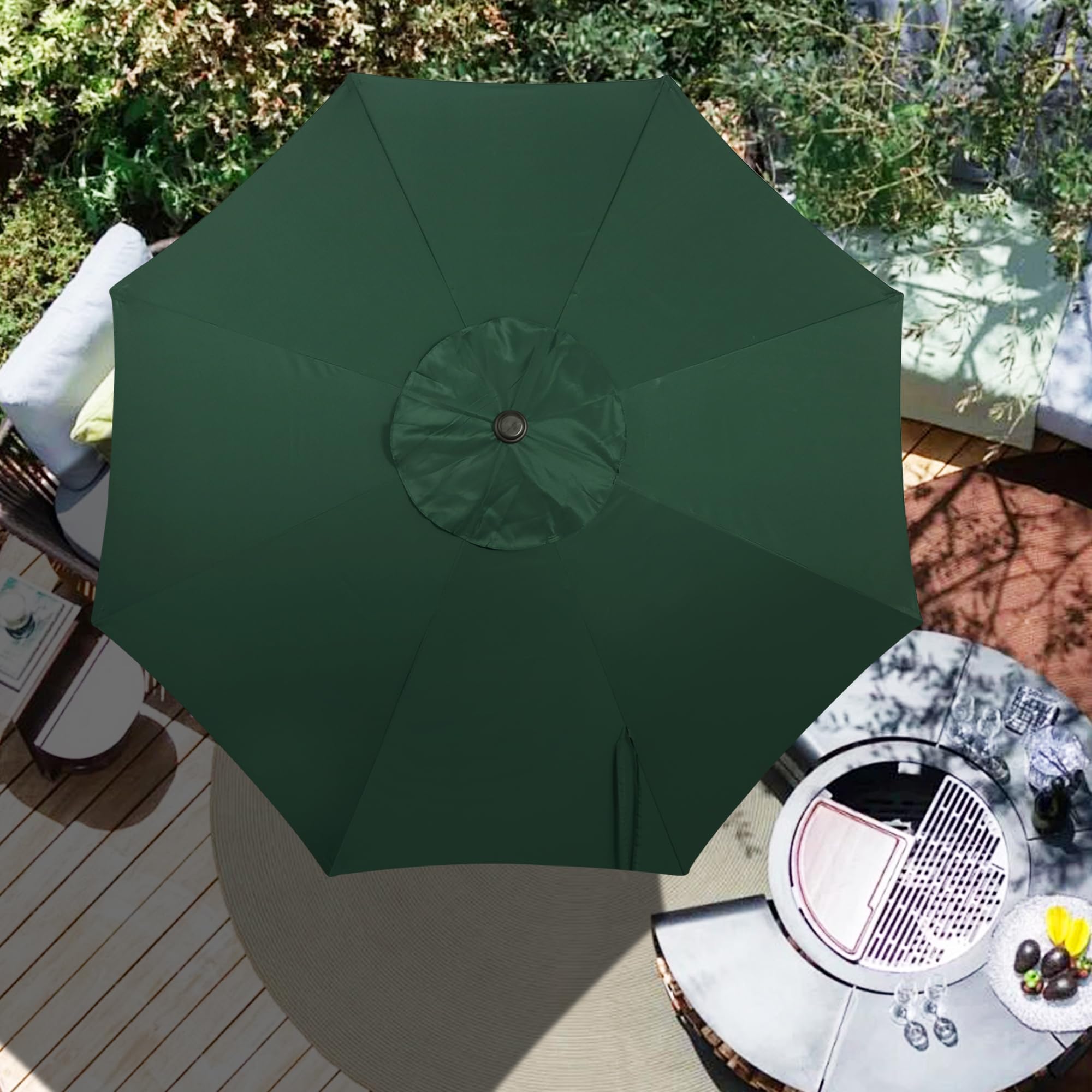 Blissun canopy next to measuring tape showing rib length fit for correct sizing