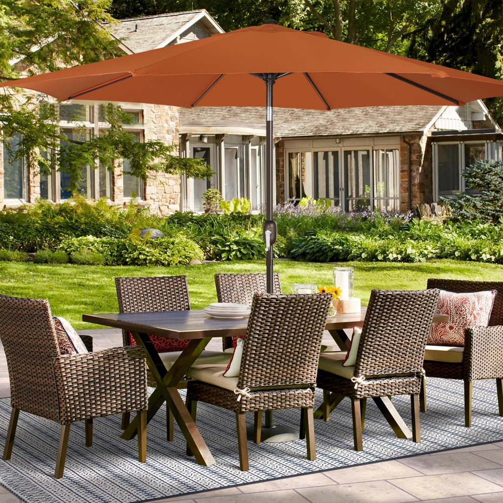 Blissun canopy beside chair showing 9ft scale and fit benefit