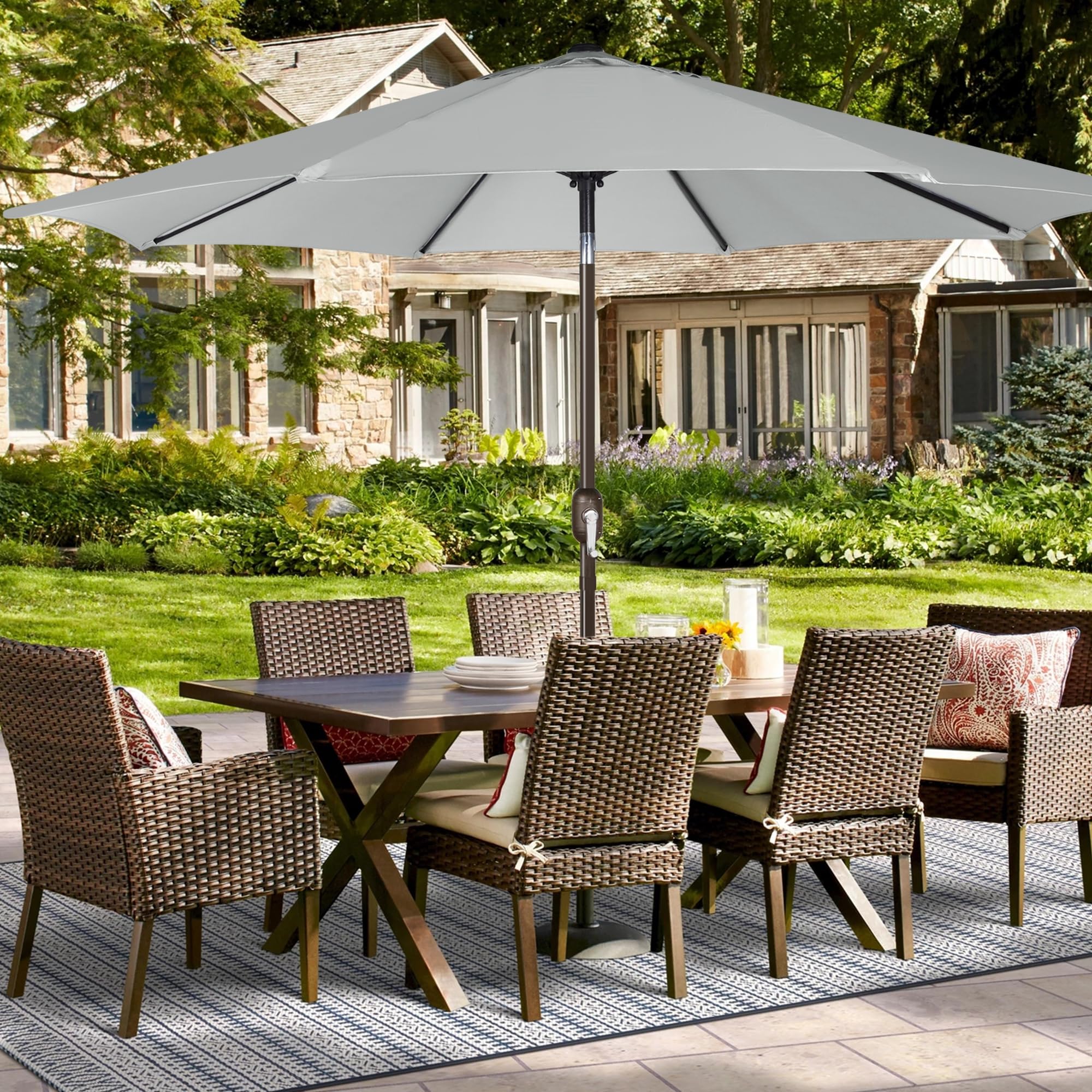 Blissun canopy folded and strapped for compact storage and easy handling