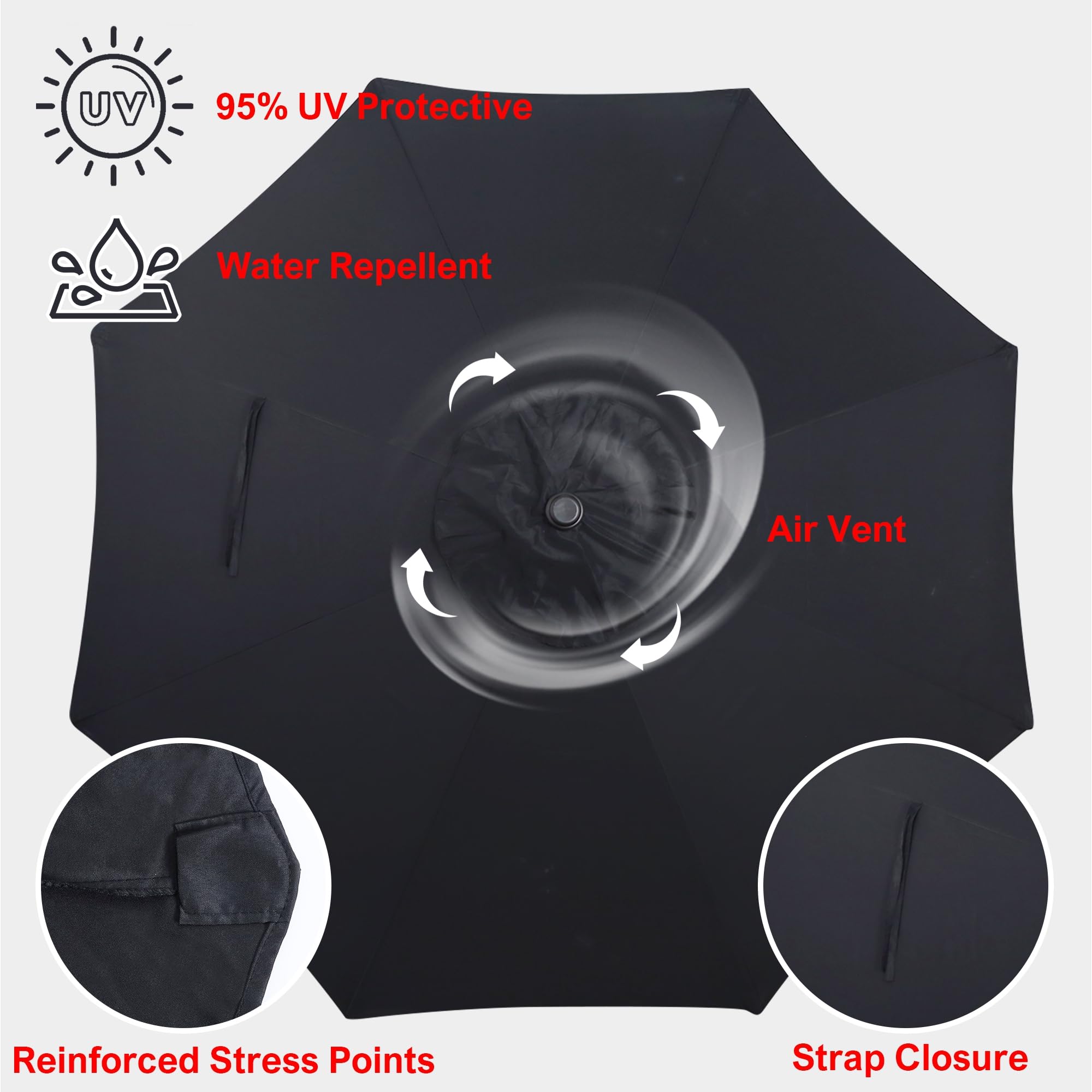 Blissun canopy folded and strapped for easy compact storage