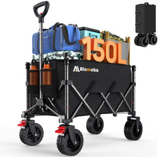 Blomoba front view of wagon open showing sturdy frame and spacious load