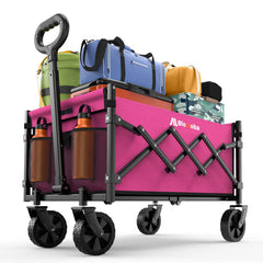 Blomoba front view of pink wagon showing full cargo area and easy access