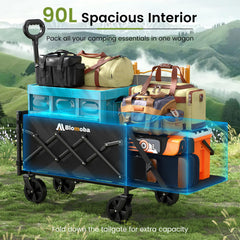 Blomoba side profile unfolded wagon highlighting large cargo capacity